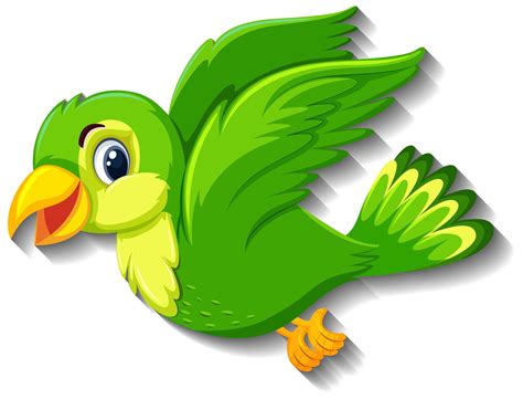 Cute green bird cartoon character 1402170 Vector Art at Vecteezy