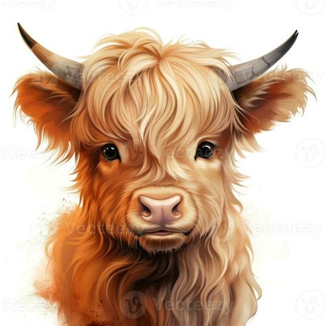 Adorable Baby Highland Cow Clipart on White Background AI Generated 29992822 Stock Photo at Vecteezy