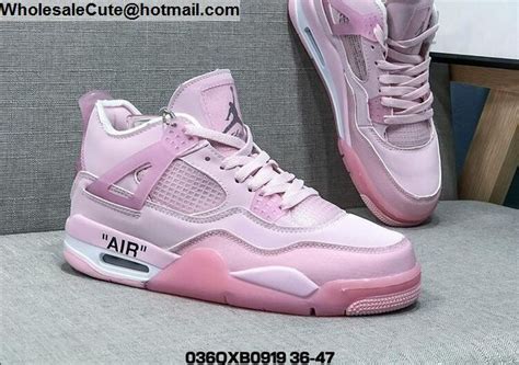 Mens & Womens Off White Air Jordan 4 Pink -18585 - Wholesale Sneakers