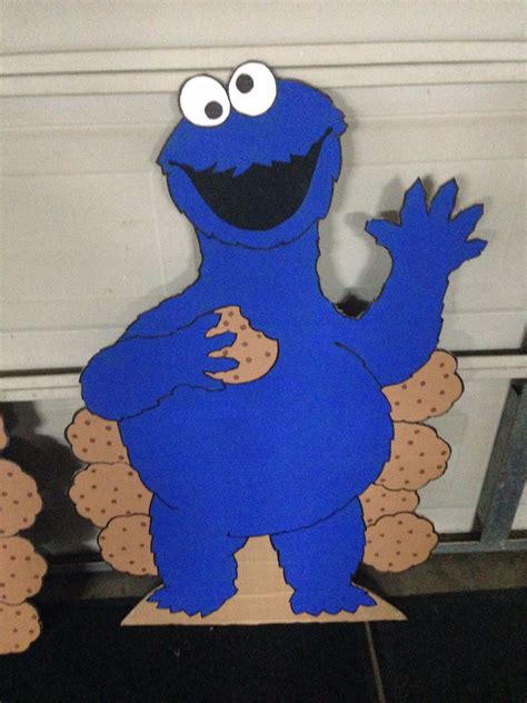 Cookie Monster cutout made from cardboard | Blaze and the monster machines party, 1st birthday ...