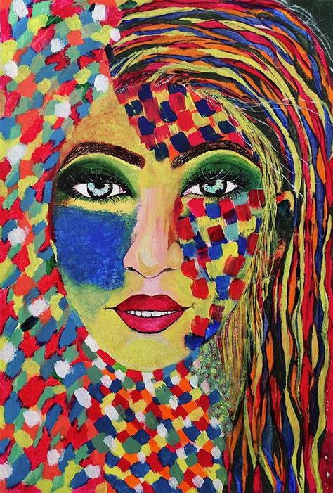 Gaze of Beauty Handmade Abstract acrylic on canvas Painting of a Girl's ...