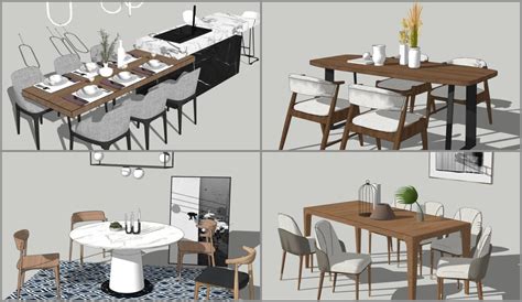 5026 Dining Table And Chair Sketchup Model Free Download