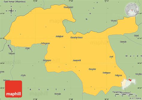 Savanna Style Simple Map of Amravati