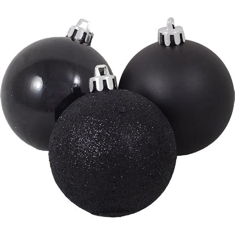 Pack of 103 - 70mm Black Christmas Tree Baubles in Shiny, Matte ...