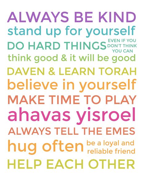 Inspirational Art Quotes for Jewish Kids Playroom, Bedroom, Classroom - Etsy