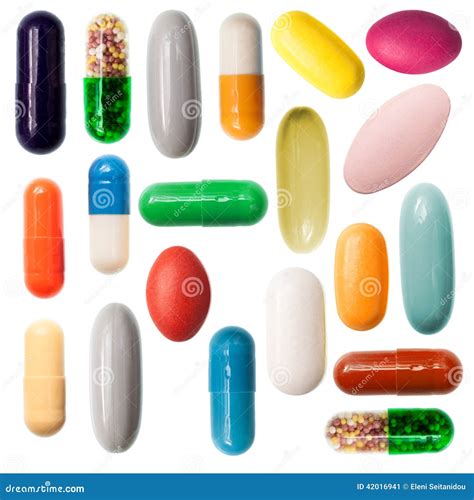 Pills and Capsules on White Background Stock Image - Image of health, help: 42016941