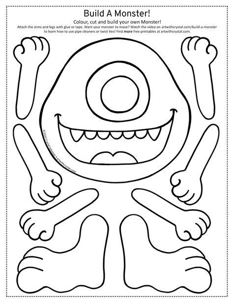 Build a Monster Free Colouring Page Printable by Crystal Salamon