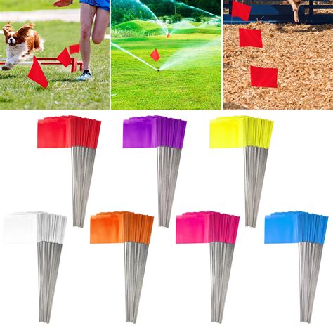 Ziertyon Small Yard Flags Pvc Marker Signs 100pcs Waterproof Pvc Landscape Marking Flags for ...