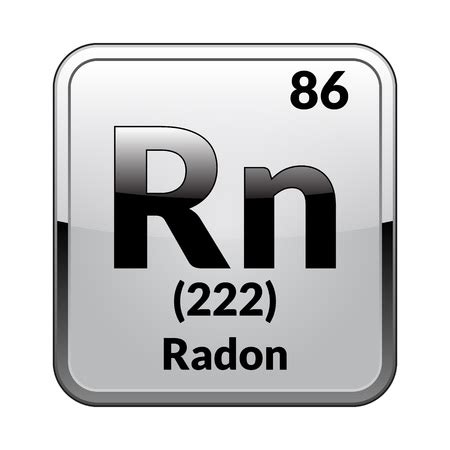 Radon symbol.Chemical element of the periodic table on a glossy white ...