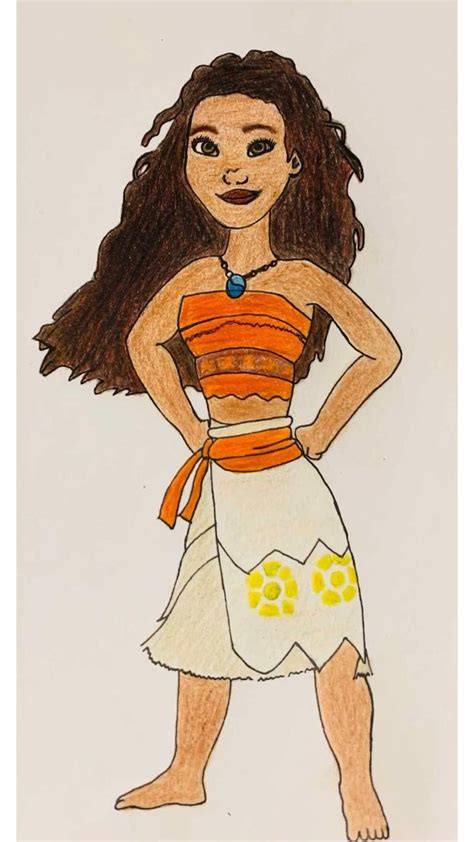 Disney Princess Moana Colour Pencil Sketch