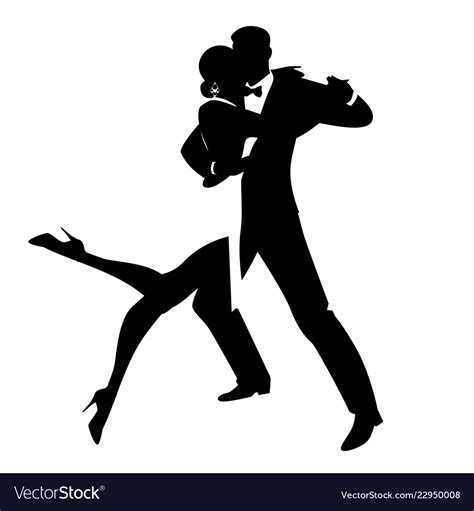 Silhouettes of elegant couple dancing romantic Vector Image