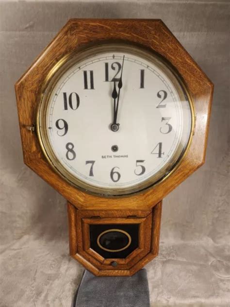 VINTAGE SETH THOMAS Oak Cabinet Pendulum Wall Clock Works Key Wind $180.00 - PicClick