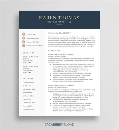 Professional Resume Template for Word - Free Download