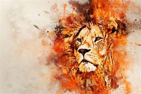 Lion watercolour effect canvas art print – lion abstract art ...