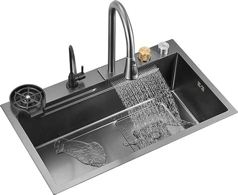 Kitchen Sink 304 Stainless Steel Nano Raindance Waterfall Sink Home Sink Vegetable Basin Single ...