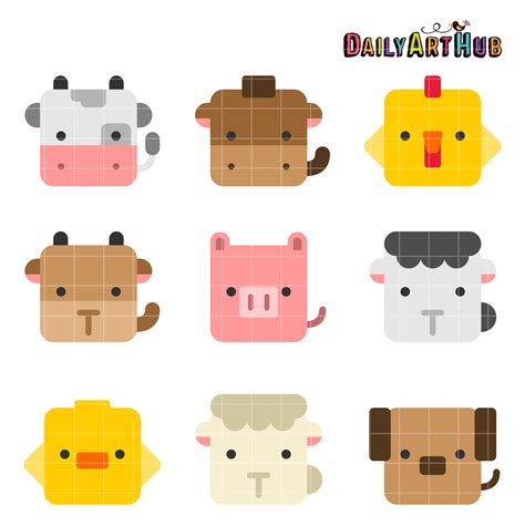 Square Farm Animals Clip Art Set – Daily Art Hub – Free Clip Art Everyday