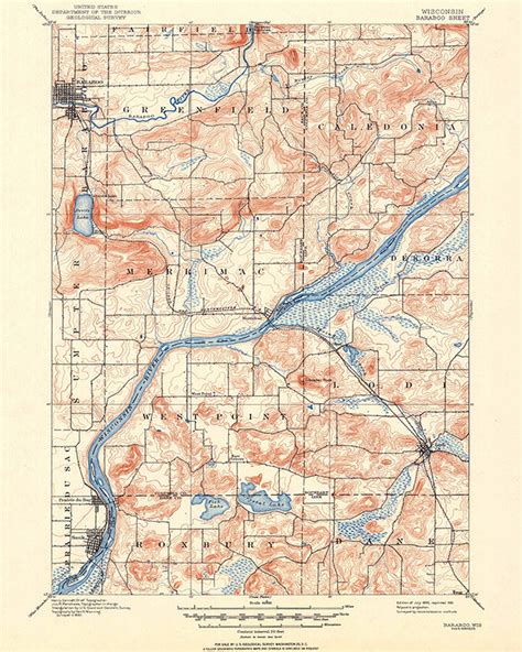 1895 Topo Map of Baraboo Wisconsin Quadrangle - Etsy