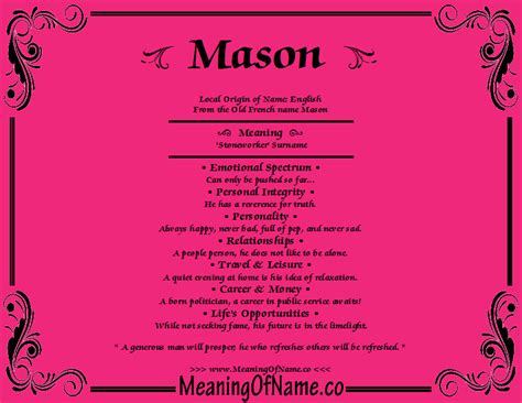 Mason - Meaning of Name