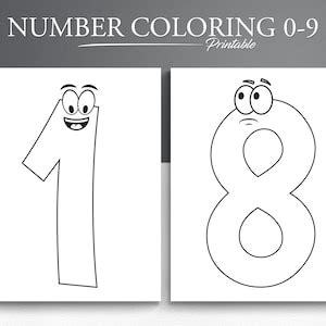 Printable Numbers 0 to 9 Coloring Pages With Fun Faces Kids Learning ...