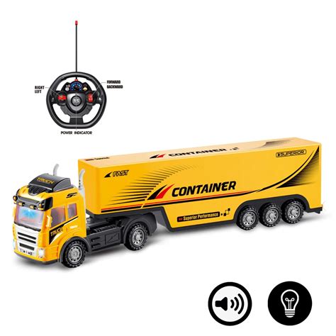 4ch Remote Control Container Truck Toy With Simulated Sound-light And Forward / Backward ...