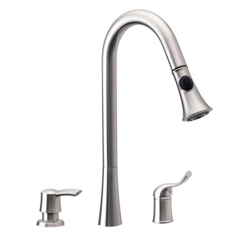 Single Handle Pull Down Kitchen Faucet with Soap Dispenser Brushed Nic ...