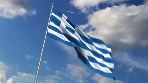 Greece Flag Waving Against Time-lapse Stock Footage Video (100% Royalty ...