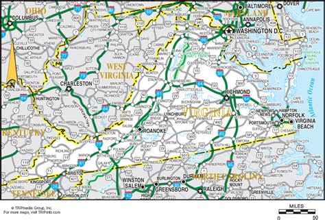 Driving Map Of Virginia – Map Vector