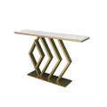 White Rectangular Narrow Console Table Luxury Modern Faux Marble Accent Table in Gold-Homary