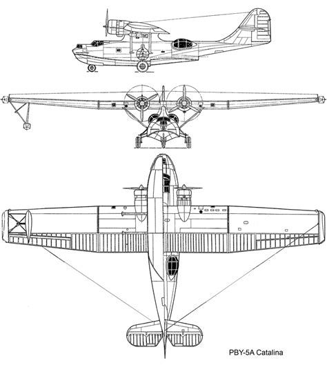 Consolidated PBY Catalina Blueprint - Download free blueprint for 3D ...