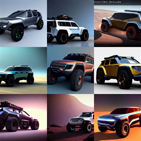 future exploration vehicle jeep concept suv made of | Stable Diffusion