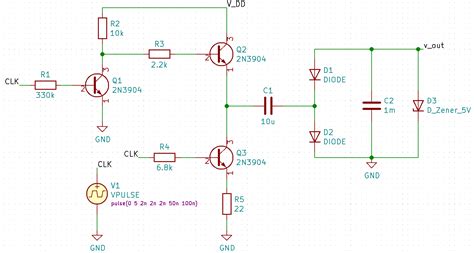 Building a simple charge pump with npn BJTs | M Baas