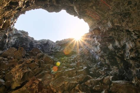 Indian Tunnel Cave in Craters of the Moon National Monument, Idaho, USA Stock Image - Image of ...