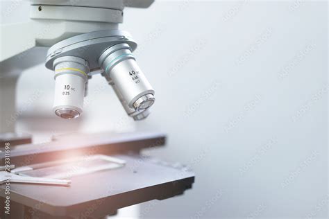 Microscope, science and laboratory equipment. Stock Photo | Adobe Stock