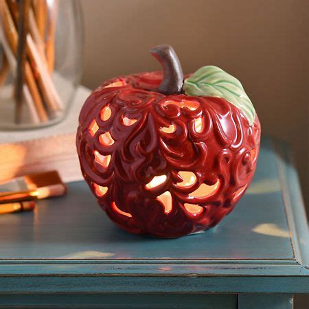 Red Scrolled Apple Night Light | Ceramic apple, Unique lamps, Night light