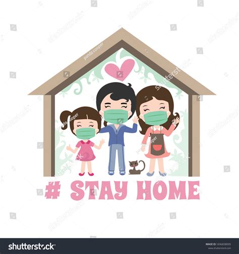 Cartoon Vector Stay Home Concept Happy Stock Vector (Royalty Free) 1696838005 | Shutterstock