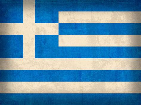 Greece Flag Vintage Distressed Finish Mixed Media by Design Turnpike