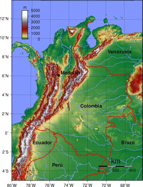 Location of Colombia in South America, with Medellin in the Andes... | Download Scientific Diagram