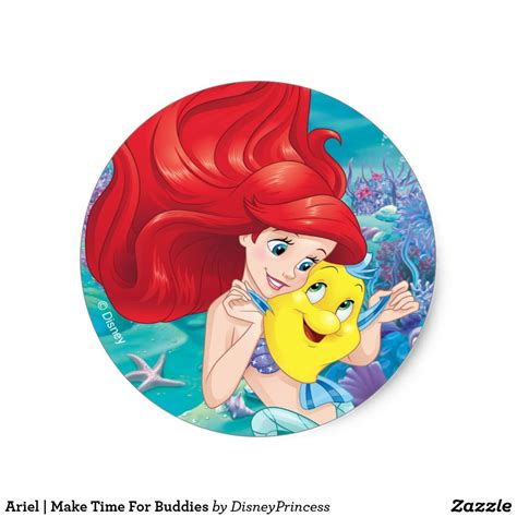 Ariel | Make Time For Buddies Classic Round Sticker | Zazzle ...