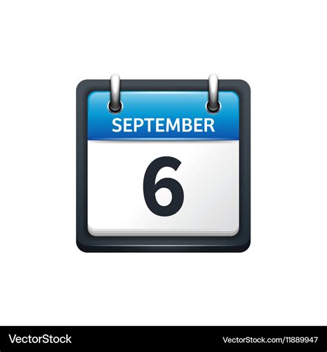 September 6 calendar icon Royalty Free Vector Image