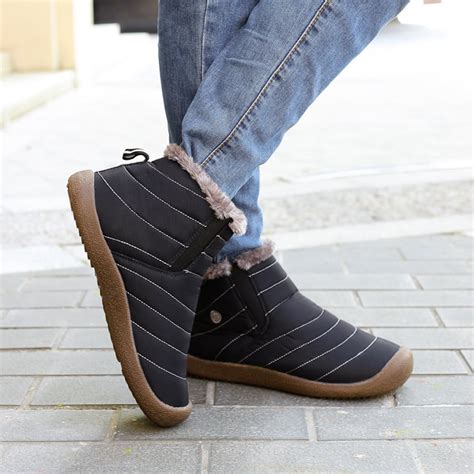 Outdoor Water-resistant Non-slip Snow Boots Slip-on Winter Warm Shoes ...