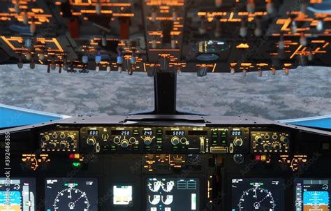 Cockpit of a Boeing 737 airplane Stock Photo | Adobe Stock