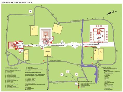 Mapa Zona Arqueológica de Teotihuacan, Edo Mexico | Mapas, Zona ...