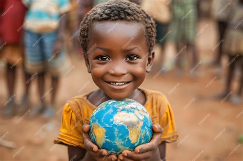 Premium Photo | Young Boy Holding Blue and Yellow Globe