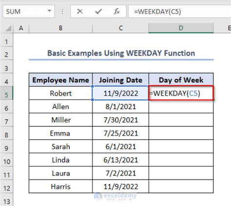 How to Use WEEKDAY Function in Excel (with 8 Examples)