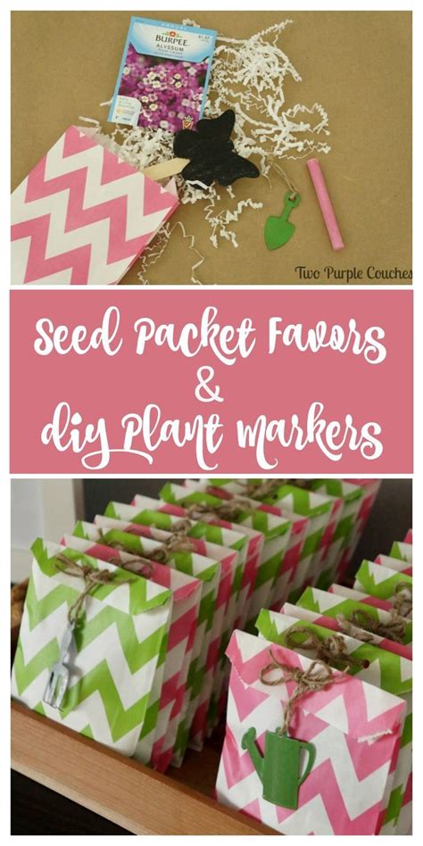 Seed Packet Favors with DIY Chalkboard Plant Markers - two purple ...