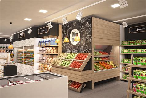 Mini market interior rendering :: Behance