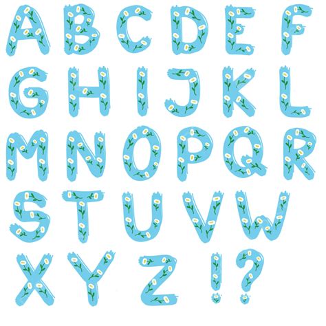 Blue Alphabet With Cute Flower, Alphabet, Decoration Letter, Flowery Alphabet PNG Transparent ...
