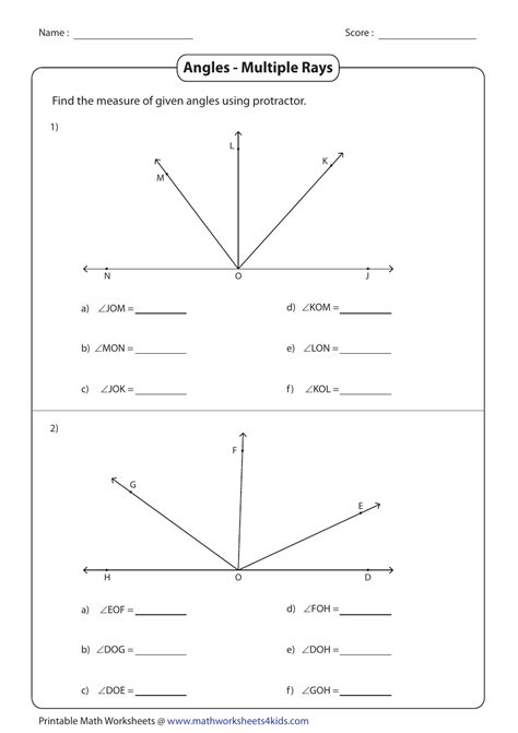 Lines Rays And Angles 4th Grade Worksheets