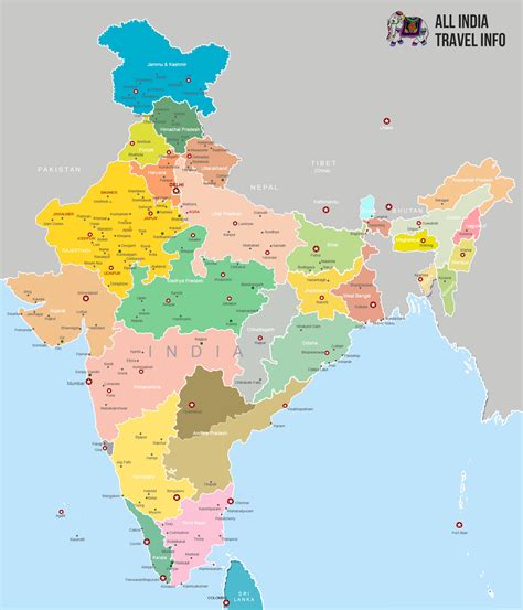 India Travel Destinations Map