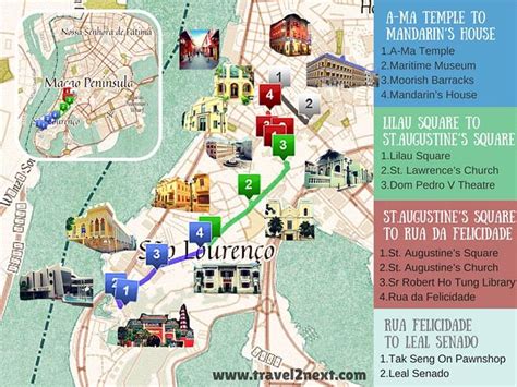 a map showing the location of several tourist attractions